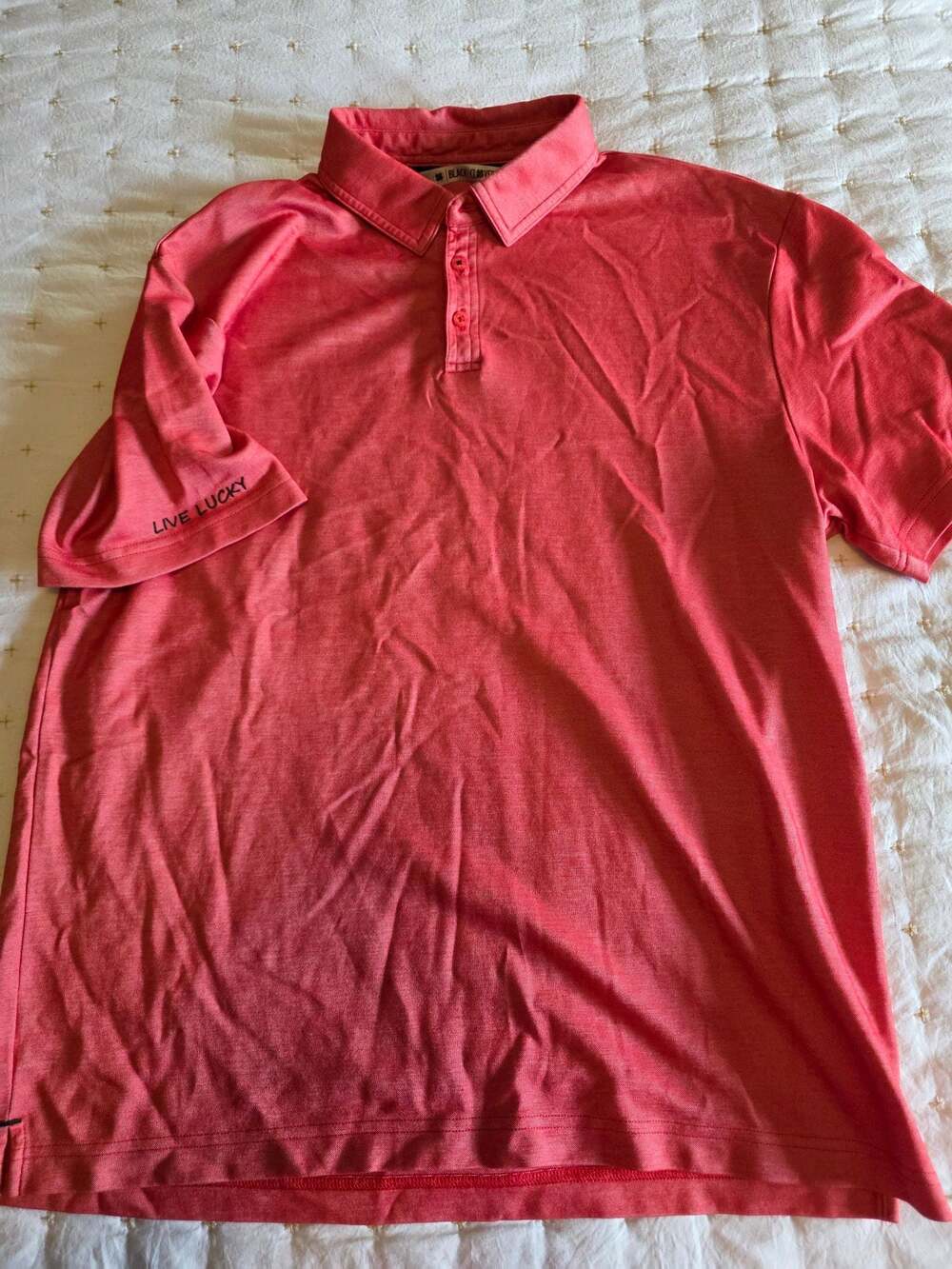 Black Clover Men's Live Lucky Performance Golf Polo Shirt Red Size Large